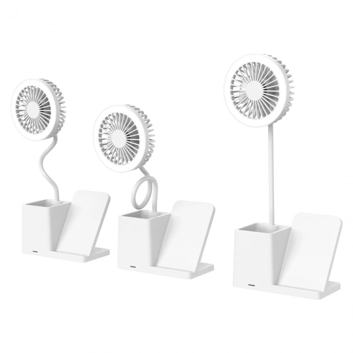 BEYAZ TYPE-C 10W KABLOSUZ ŞARJ CİHAZI FANLI KALEMLİKLİ MASA LAMBASI SL-M9055 (5047)