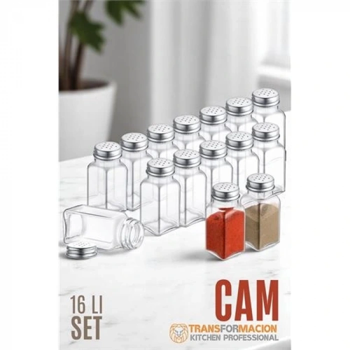 Cam Tuzluk Biberlik Karabiberlik 16 lı SET