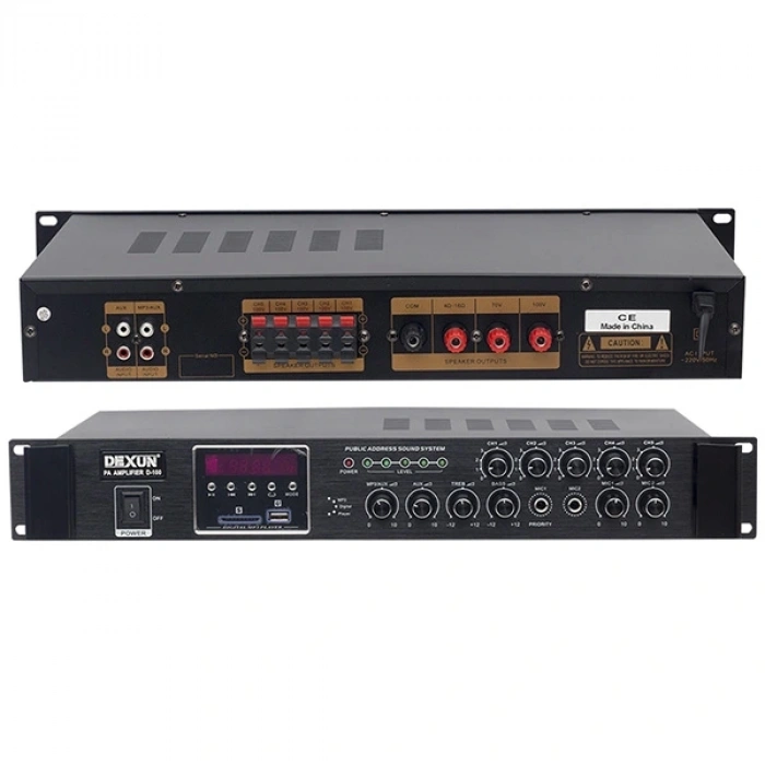 DEXUN D-100 100 WATT USB-BLUETOOTH 5 ZONE HAT TRAFOLU ANFİ (5047)