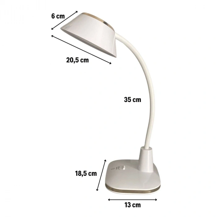 Dokunmatik 3 Farklı Büyük LED Işıklı Çalışma Masası Üstü Kıvrılabilir Başlıklı Lamba (5047)