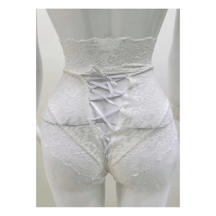 Ekru Dantelli Yüksek Bel Külot Venüs-k1012