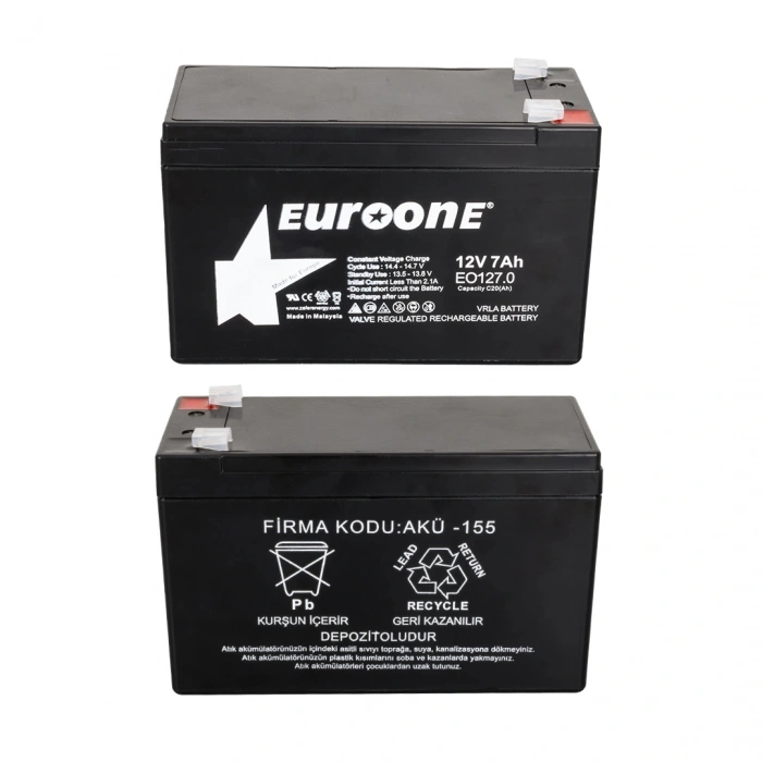 EUROONE EO127.0 12 VOLT - 7 AMPER AKÜ (150 X 65 X 90 MM) (5047)