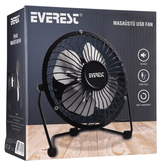 EVEREST EFN-482 MASAÜSTÜ METAL SİYAH FAN (5047)
