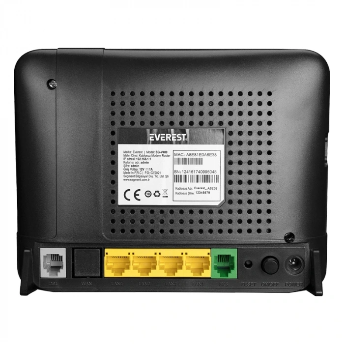 EVEREST SG-V400 2.4GHZ 300 MBPS KABLOSUZ VDSL/ADSL2+ VOIP MODEM ROUTER (5047)