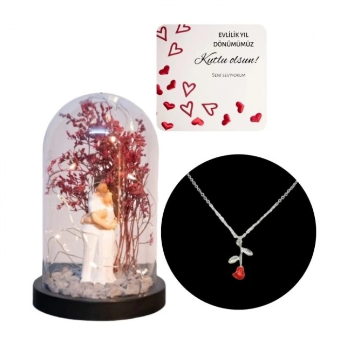 Fanus Teraryum Sarılan Çift Ağaçlı Kolye Hediyeli