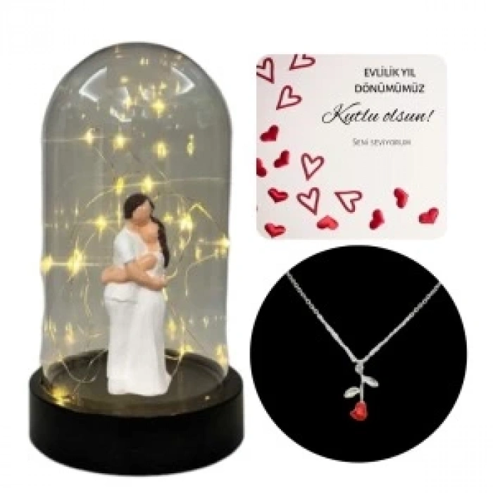 Fanus Teraryum Sarılan Çift Kolye Hediyeli