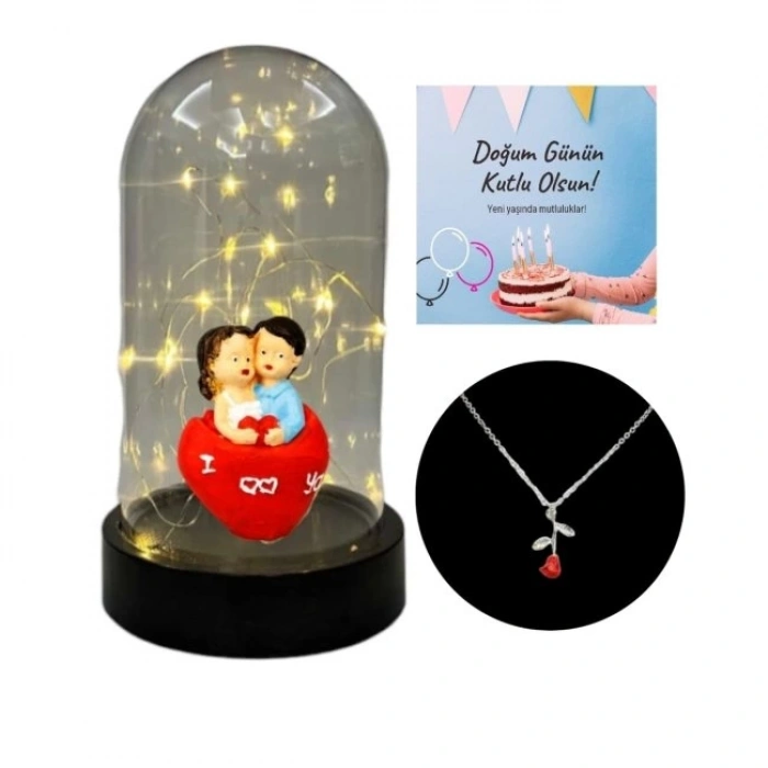 Fanus Teraryum Sevgili Ellerinde Kalp Kolye Hediyeli