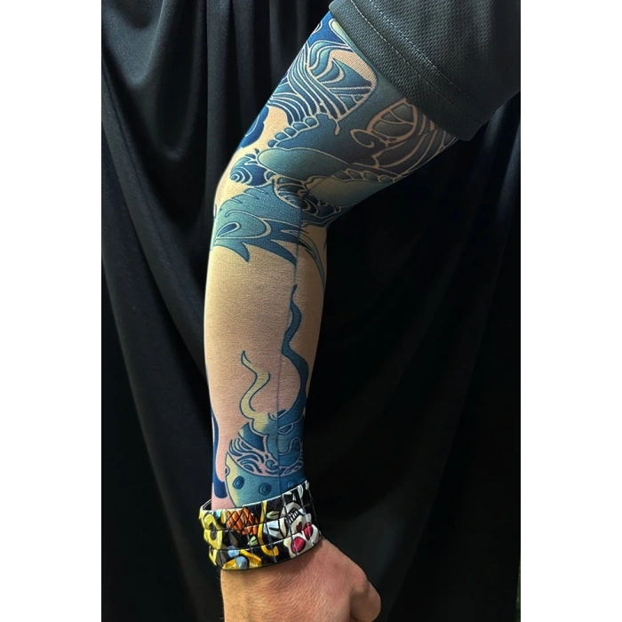Giyilebilir Kol Dövmesi Çorap Dövme 3D Baskılı Kol Bacak Dövme 2 Adet Model 9 (5047)