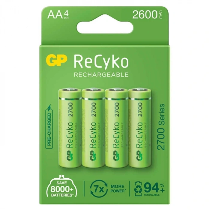 GP RECYKO AA 2600 MAH ŞARJLI 4LÜ PİL GP270AAHCE-2EB4 (GPRHC272E001) (5047)
