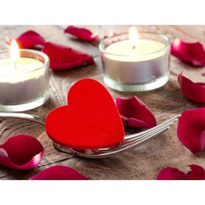 Kalp Şeklinde Mum 50 Adet - Kırmızı (5047)