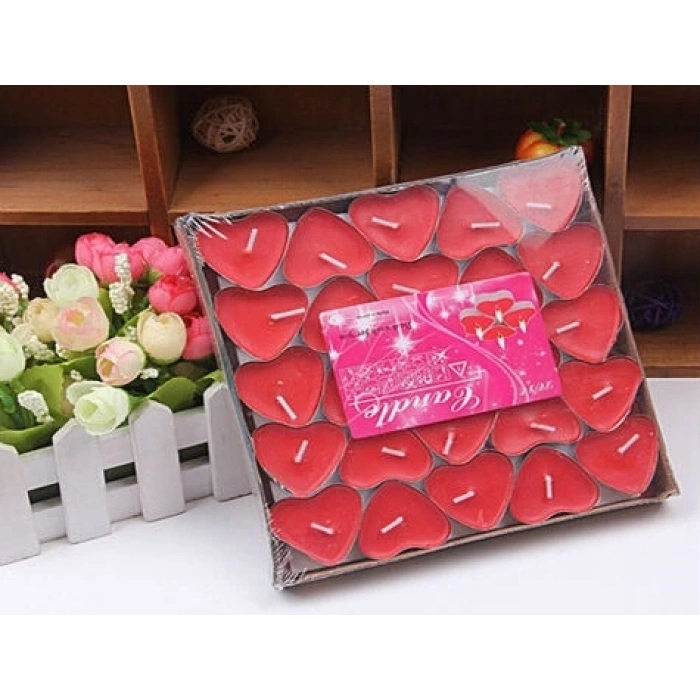 Kalp Şeklinde Mum 50 Adet - Kırmızı (5047)