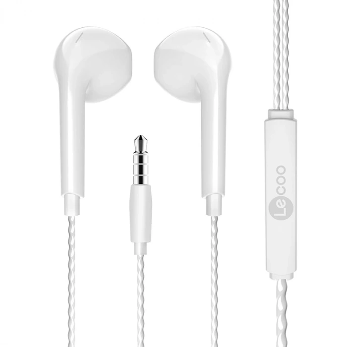 LENOVO LECOO EH104W 3.5MM JACKLI KABLOLU KULAK İÇİ MİKROFONLU BEYAZ KULAKLIK (5047)