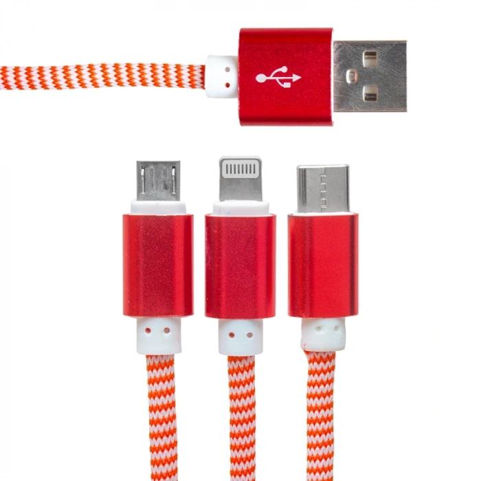 MICRO USB/TYPE-C/LIGHTNING 2.1A METAL 1.2 METRE ŞARJ VE DATA KABLOSU (5047)