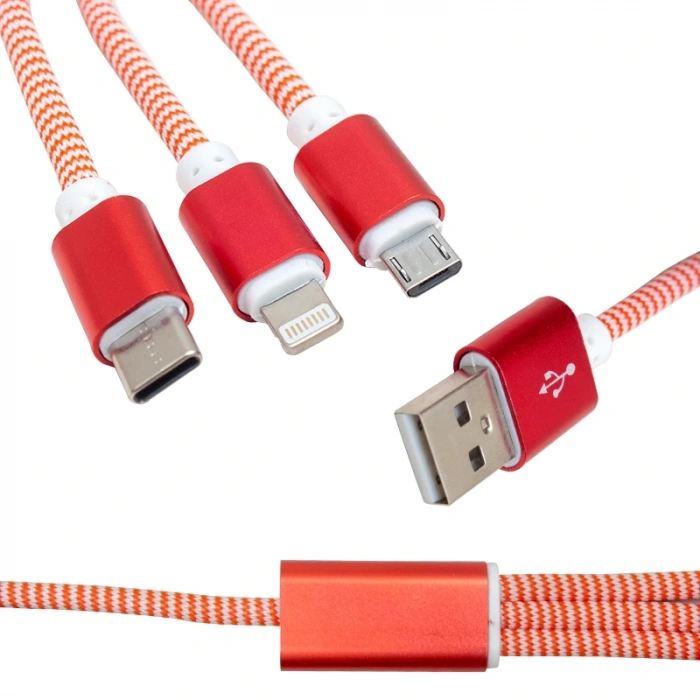 MICRO USB/TYPE-C/LIGHTNING 2.1A METAL 1.2 METRE ŞARJ VE DATA KABLOSU (5047)