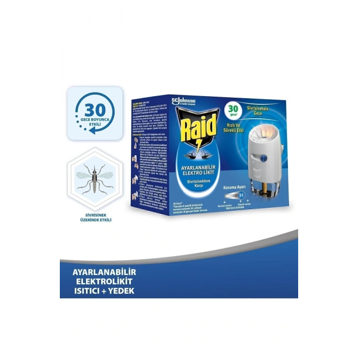 RAİD MİNİ SET - 30 GECE  ELEKTROLİKİT AYARLANABİLİR MAKİNE SET 21 ML (5047)