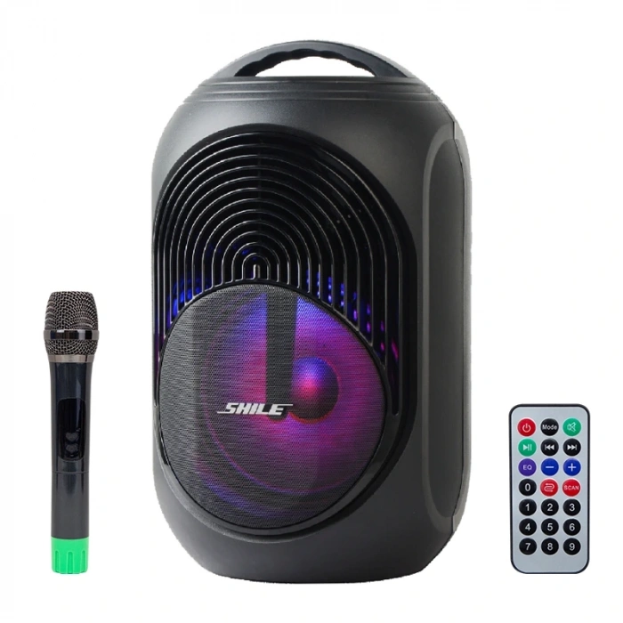 SHİLE SL-2018A EL MİKROFONLU-2 MİK GİRİŞ-2 GİTAR GİRİŞLİ-KUMANDALI USB+SD+BT IŞIKLI ŞARJLI SEYYAR ANFİ (5047)
