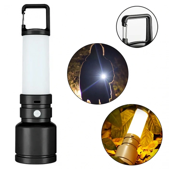 TAŞINABİLİR KAMP FENERİ BEYAZ - SARI TYPE-C ŞARJ GİRİŞLİ 60X235MM CH-23051 (5047)