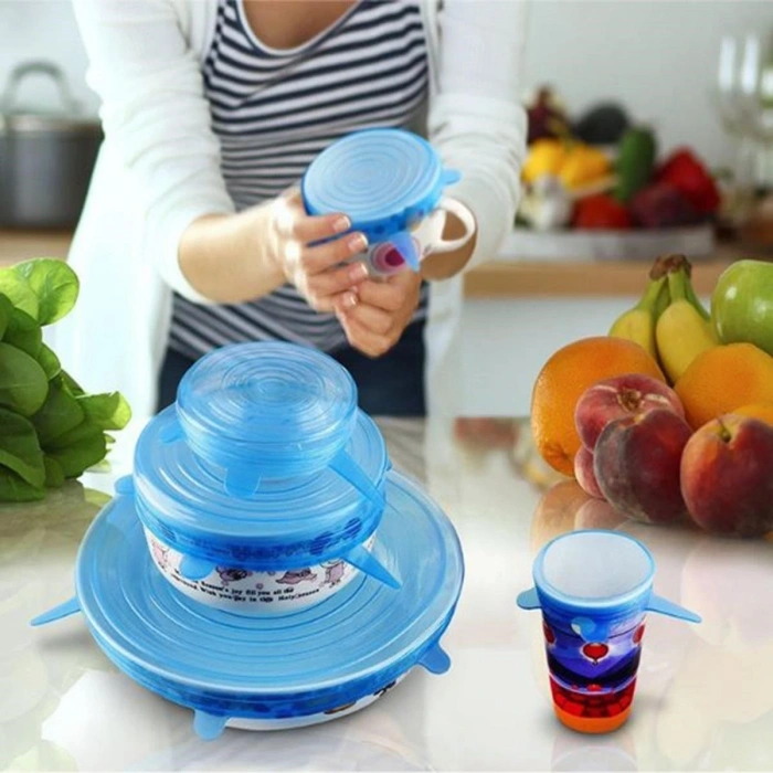 Tazeliği Koruyan 6'lı Silikon Streç Gıda Saklama Koruma Kapakları (5047)