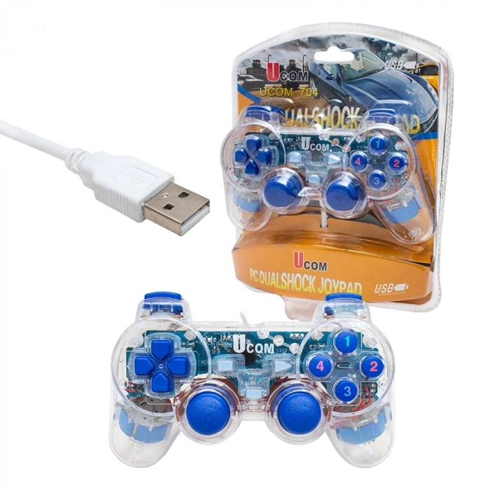UCOM-704 DOUBLE SHOCK ŞEFFAF JOYPAD OYUN KOLU (5047)