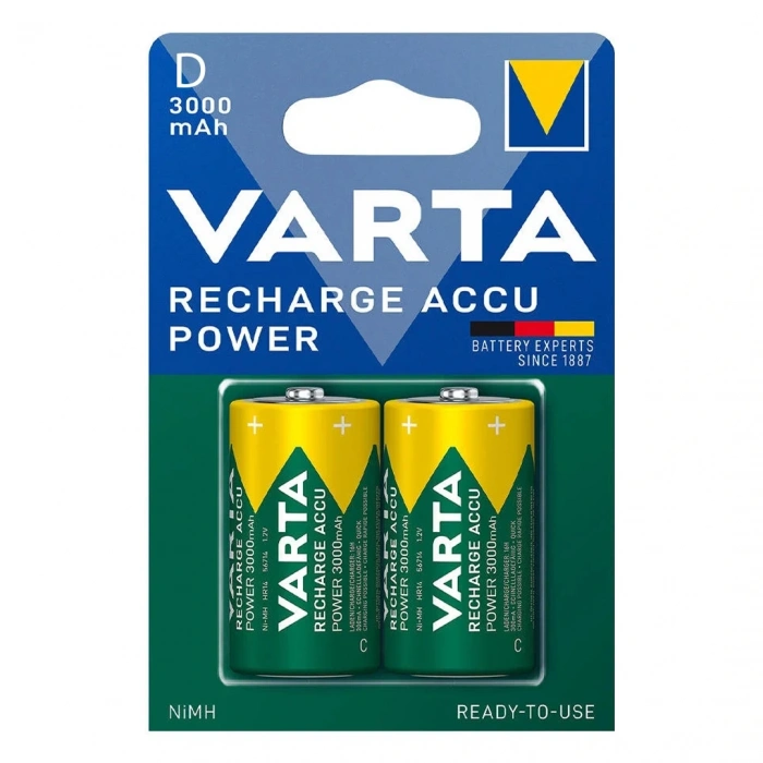 VARTA 1.2 VOLT - 3000 MAH NI-MH BÜYÜK D BOY ŞARJLI PİL 2LI PAKET (5047)