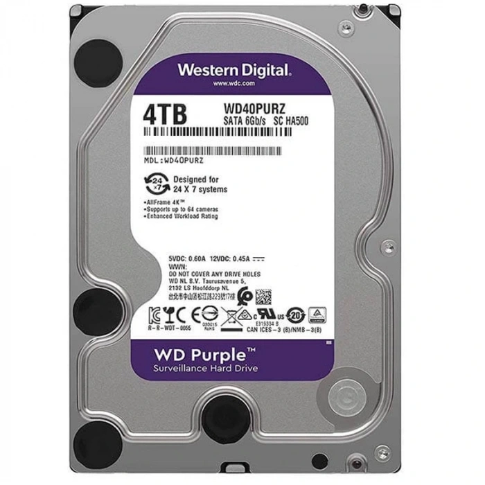 WESTERN DIGITAL PURPLE WD40PURZ/WD42PURZ 4 TB SATA 6GB/S 7/24 GÜVENLİK HARDDISK (5047)