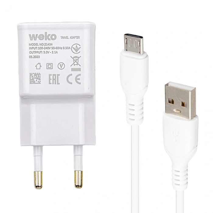 WK-21434 S6 2.1 AMPER ŞARJ BAŞLIK ADAPTÖRÜ + MICRO USB KABLO(NO:3) (5047)