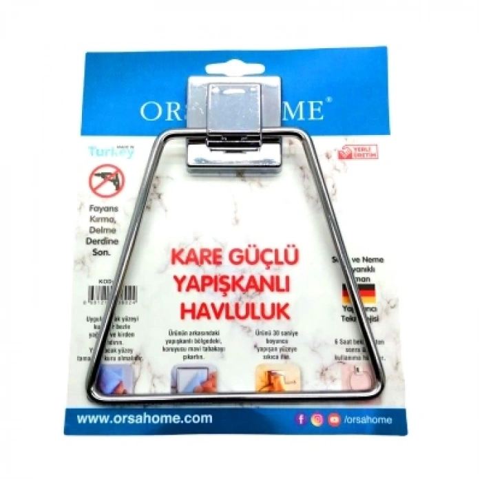 YAPIŞKANLI KARE ASKILI ÜÇGEN - METAL HAVLULUK ASKI (5047)