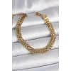 316L Çelik Gold Renk Hasır Zincir Model Kadın Bileklik