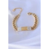 316L Çelik Gold Renk Zincir Model İşleme Detay Zirkon Taşlı Kadın Bileklik