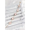 316L Çelik Pembe Sedef Yonca Model Gold Renk Kadın Bileklik