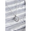 316L Çelik Zincir Gümüş Renk Zirkon Taşlı Kalp Model Kadın Kolye
