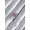 Pirinç Gümüş Renk Pembe Zirkon Taş Kalp Charm Model Kadın Yüzük