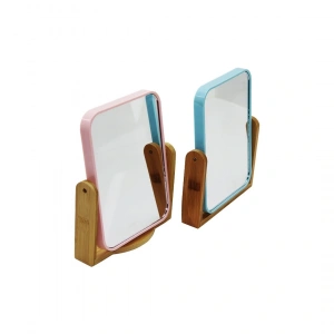 11X15CM - D.GEN MAKYAJ AYNASI ÇİFT YÖNLÜ - BAMBU AYAK - PLASTİK ÇERÇEVELİ (5047)