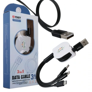 3 IN 1 SİYAH ŞARJ KABLOSU (5047)