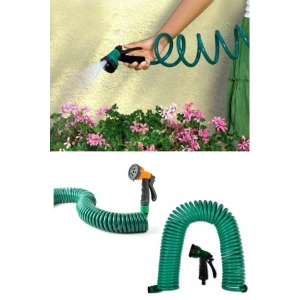 30 Metre Spiral Hortum + 4 Fonksiyonlu Özel Sulama Tabancası (5047)