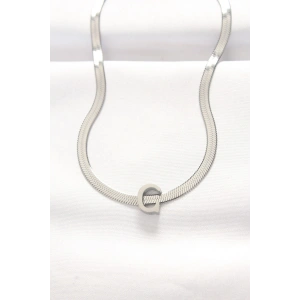 316L Çelik C Harfli Silver Renk İtalyan Zincirli Kolye