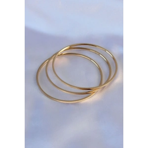 316L Çelik Gold Renk 3lü Ajda Model Kadın 60 mm Bilezik