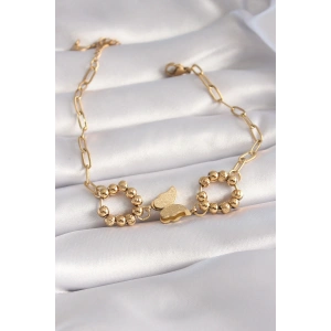 316L Çelik Gold Renk Simli Kelebek Figür Kadın Bileklik