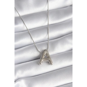 316L Çelik Gümüş Renk Bubble A Harf Model Kadın Kolye