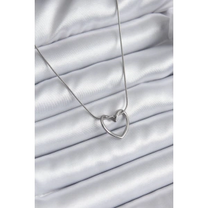 316L Çelik Gümüş Renk Kalp Model Kadın Kolye