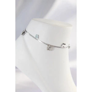 316L Çelik Gümüş Renk Minimal Kelebekli Halhal