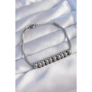 316L Çelik Gümüş Renk Oval Figürlü Bileklik