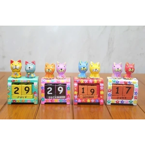 Ahşap Kedili Takvim Polos-23