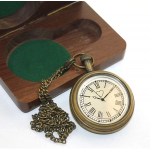 Ahşap Kutulu Pirinç Köstekli Saat Ksk2054