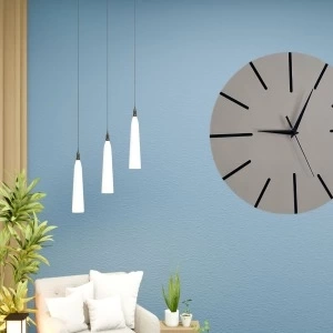 Ahşap Minimal Dekoratif Duvar Saati - 33x33 cm Gri