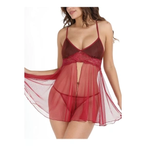 Bordo Tül Geclik -670