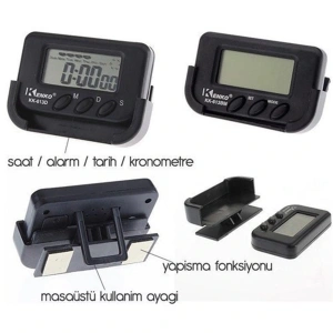 Ev ve Araç Tipi Dijital Saat Kronometreli Alarmlı Pilli Saat (5047)