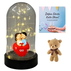 Fanus Teraryum Sevgili Ellerinde Kalp Mini Ayıcıklı