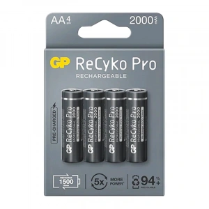GP RECYKO PRO AA 2000 MAH ŞARJLI 4LÜ PİL GP210AAHCB-2EB4 (GPRHC212B309) (5047)