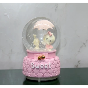 Hello Kitty Işıklı Müzikli Kar Küresi Orta Boy Alk3042